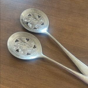 Two Vintage Elegant Silverplated Slotted Serving Spoons made in Italy